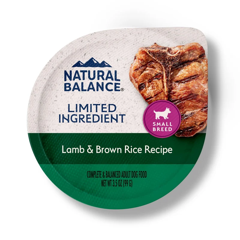 Natural Balance – Nourriture humide petit chien (agneau & riz brun) – ingrédients limités, 3,5 oz, lot de 12