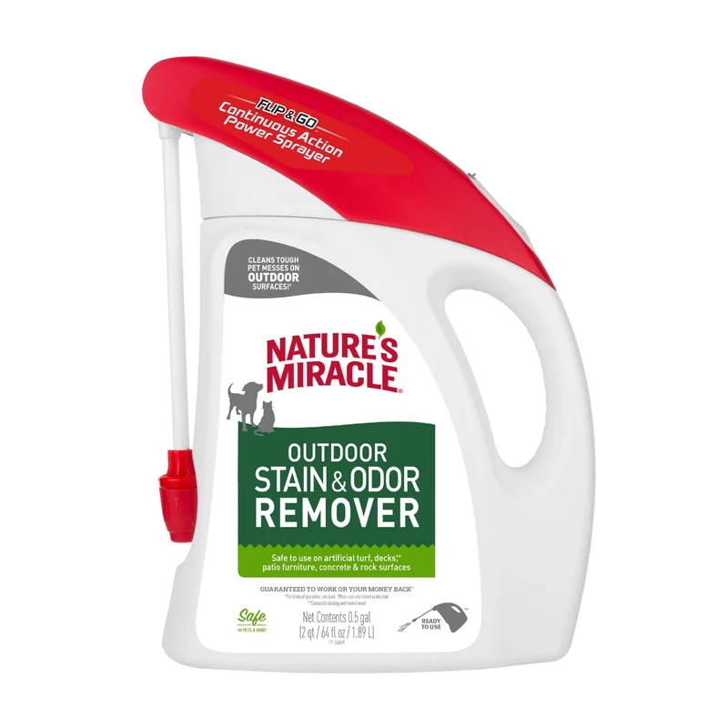 Nature’s Miracle Nettoyant Extérieur – Taches & Odeurs, 64 oz, Flip et Go