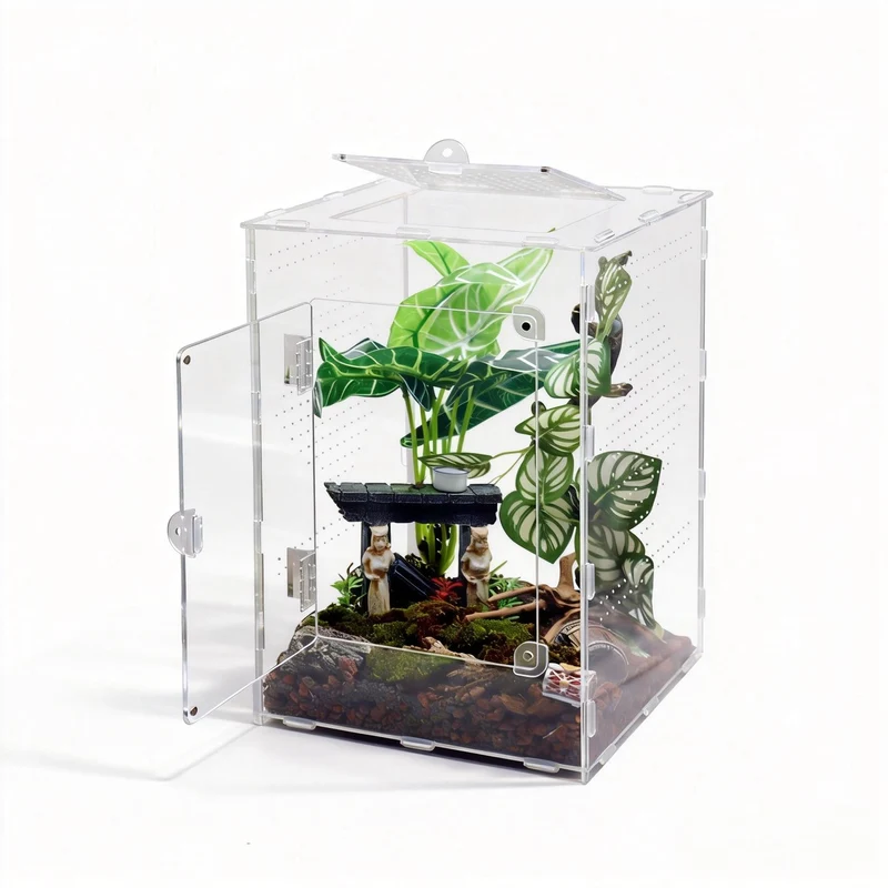MaryCarrie Grand Terrarium Saut – Enceinte Acrylique, Portes Magnétiques Frontales et Supérieures