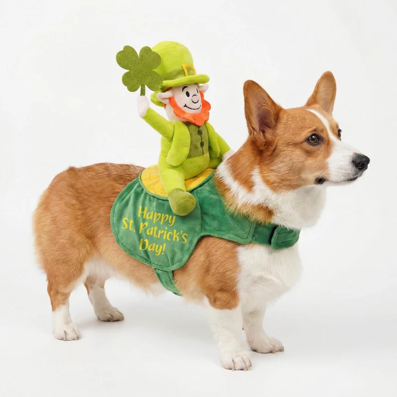QIONG MENG Vêtement Chien Saint-Patrick Lutin Irlandais – Chapeau Vert Taille M