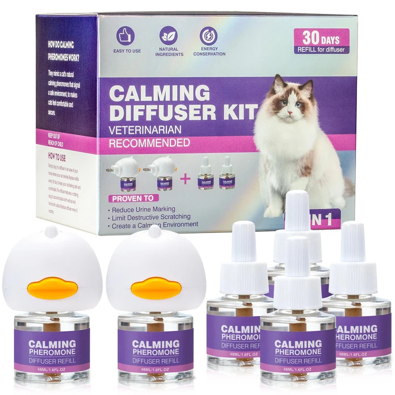 Tcllka Diffuseur Calmant pour Chats – Recharge 48 ml, Apaisement et Confort