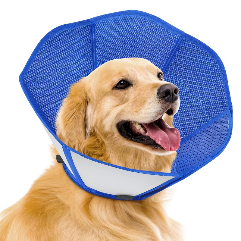 Fickte Cône pliable pour chien – Collier post-chirurgie doux et ajustable (L)