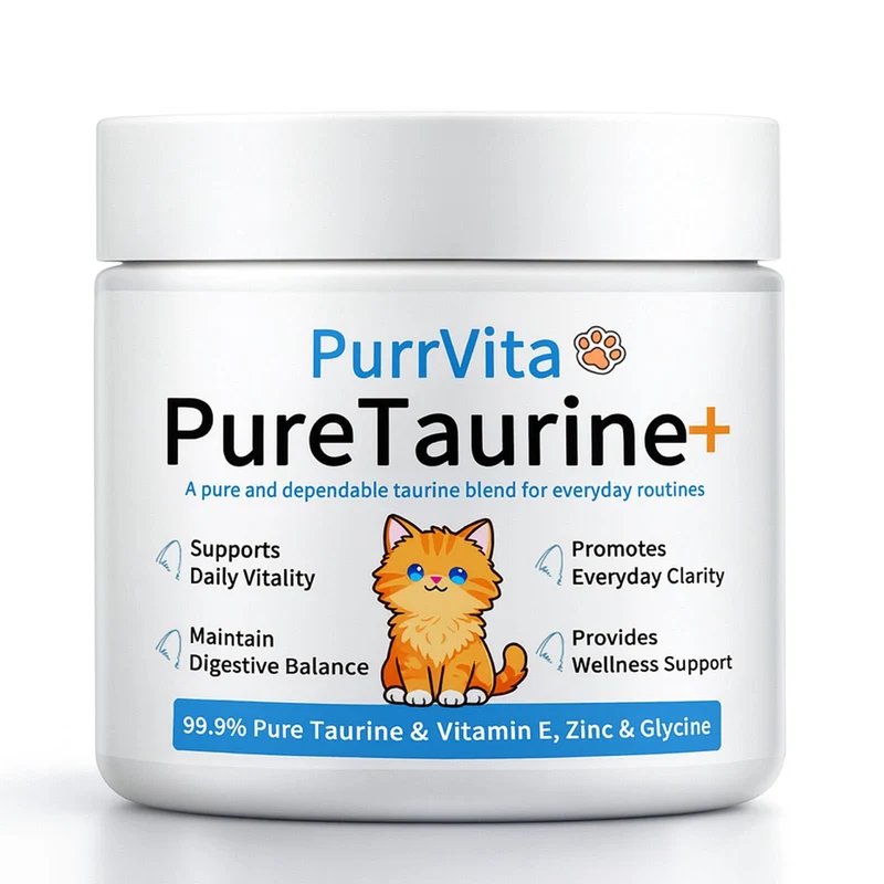 ANEFOSE PurrVita Taurine pour Chats – Poudre de Taurine avec Vitamine E et Zinc Glycinate (Non aromatisé)