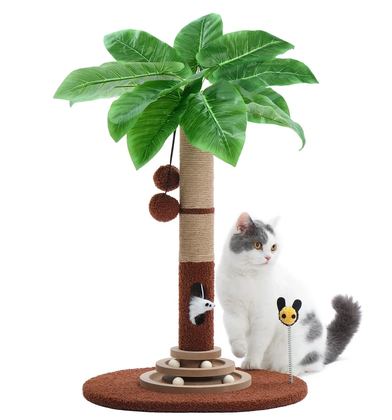 MADE 4 PETS — Tour pour chats 27 pouces: palmier, sisal et jouets interactifs