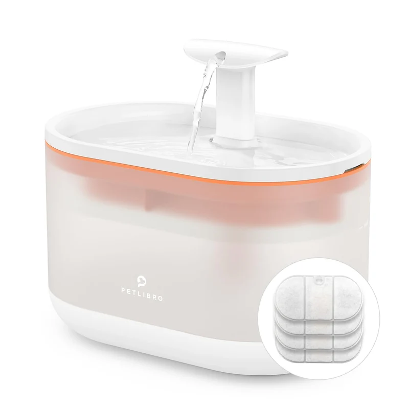 PETLIBRO Fontaine d’eau pour chats 2,1 L – Double flux, Ultra silencieuse, Sans BPA, Orange