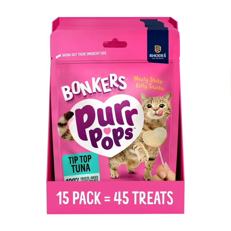 Bonkers Purrpops Sucettes Thon – Friandises Lyophilisées à Ingrédient Unique pour Chats, Pack Valeur 13x45