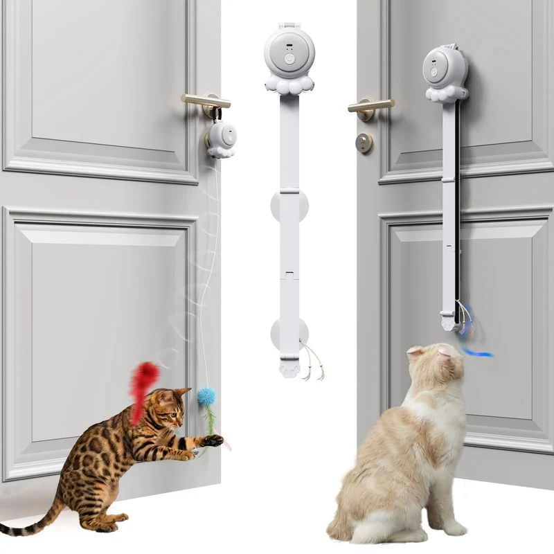 HAPPYCODE 2-en-1 Bâton Électrique pour Chat – Rechargeable, Ventouse et Suspension, 2 Modes