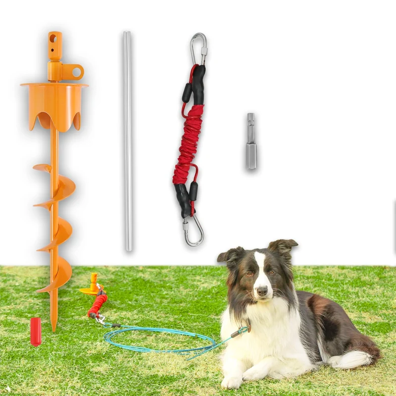 Tyalez Piquet Chien Extérieur – 350 livres, 17 po, Corde Buffer, Ancrage Durable