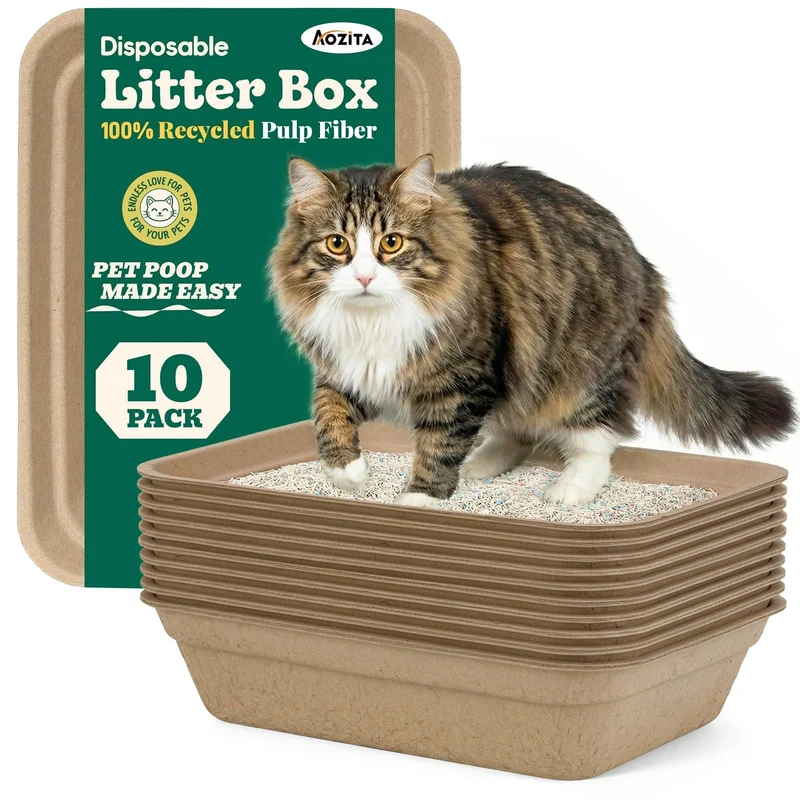 AOZITA – 10 Boîtes Jetables pour Bac à Litière Chats Étanches