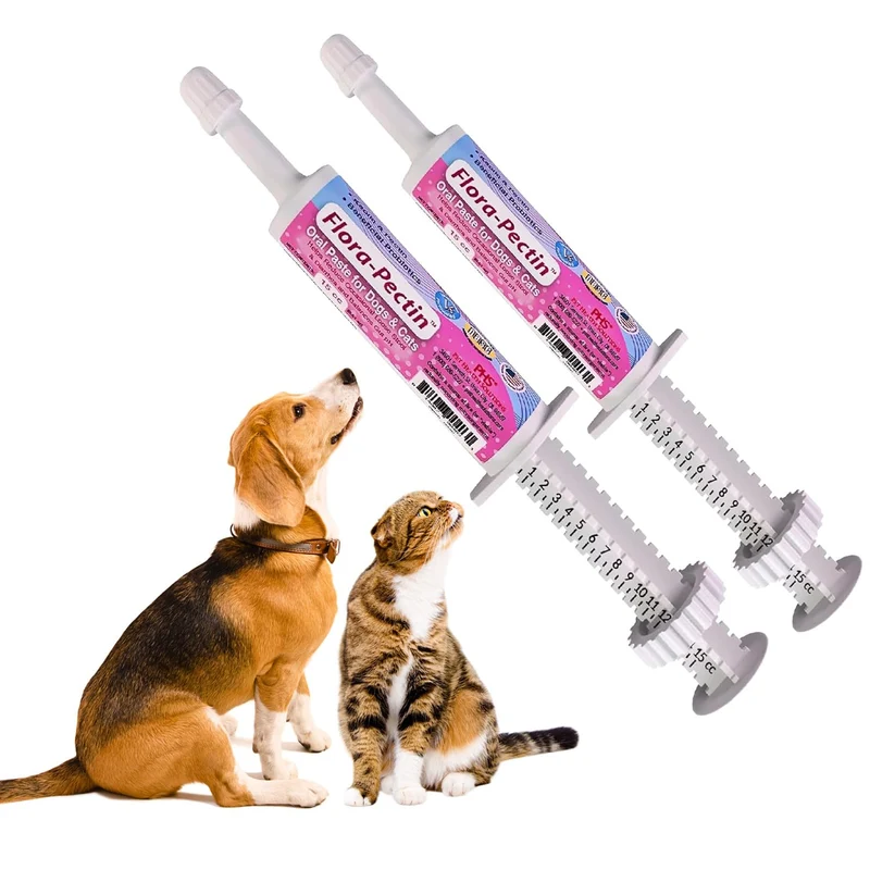 FLORA-PECTIN Pâte Orale pour Chiens et Chats – Soulagement rapide diarrhée occasionnelle, Équilibre intestinal et Digestion normale – Saveur Poulet, 15 ml, Lot de 2