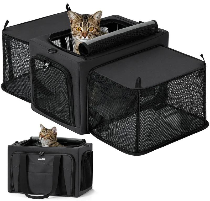 Pecute Transporteur pour Chat Expandable – Porte-chat Stable avec Cadre en Acier 5mm, Espace 200% Plus Grand, Voyage en Voiture