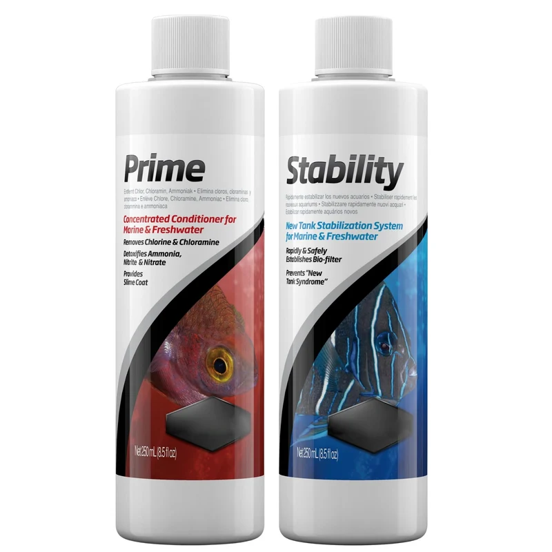 Trinity Treats PRlME 250ml et STABlLlTY 250ml – Kit Conditionneur d'Aquarium et Chiffon Microfibre