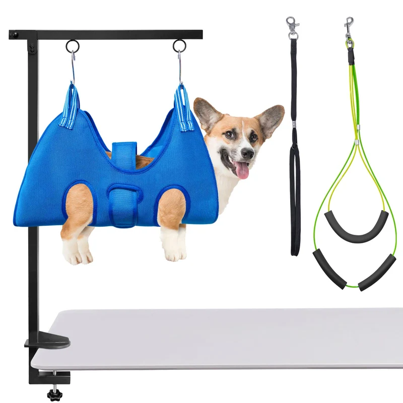 JOYFLARE Bras de toilettage canin avec hamac – Hauteur réglable 27–38 po, pliable, retenue sûre (Petits/Moyens) – Maison ou Salon