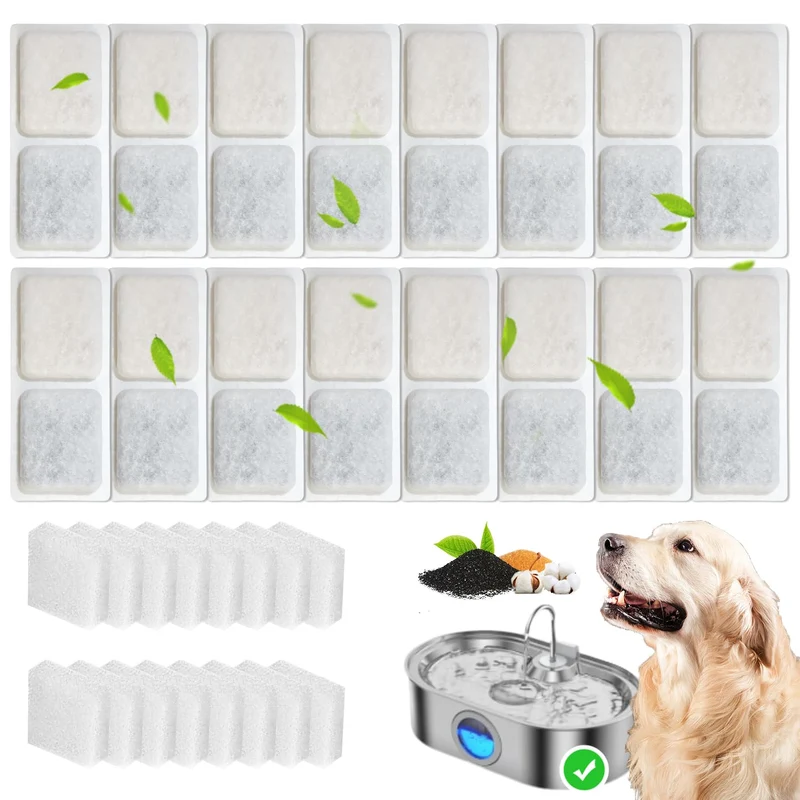 HOETEK – Ensemble de 16 filtres et 16 éponges de remplacement pour fontaine chien 3,4 gal