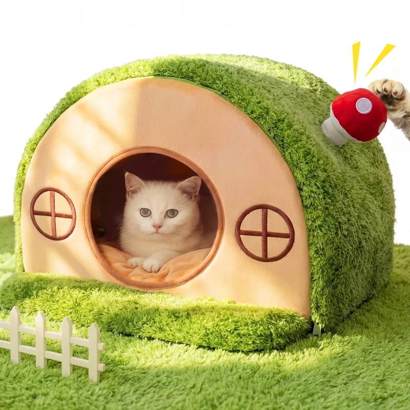 Lit chat Mellownido – Cabane arbre pour chats, coussin lavable et base anti-dérapante