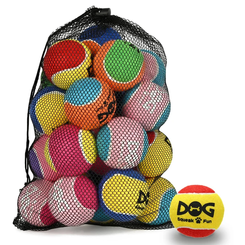 INSUM Balles qui Couinent pour Chiens – Jouets Squeaky, Taille Moyenne, Lot de 24