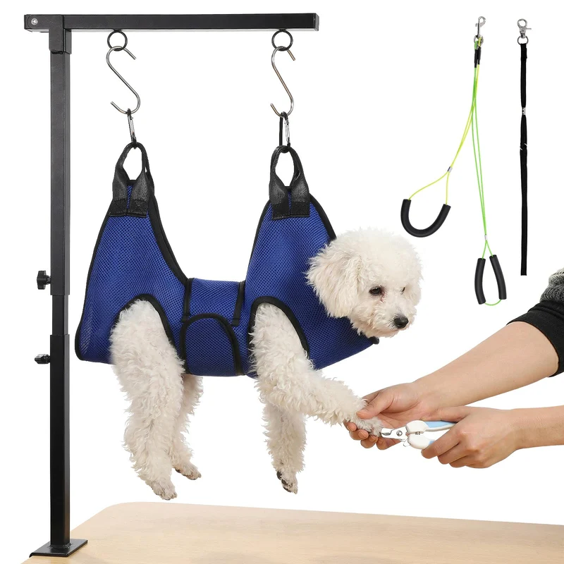 Ondware Bras de Toilettage pour Chien – Hauteur Réglable 27–37 po, Hamac et Attaches