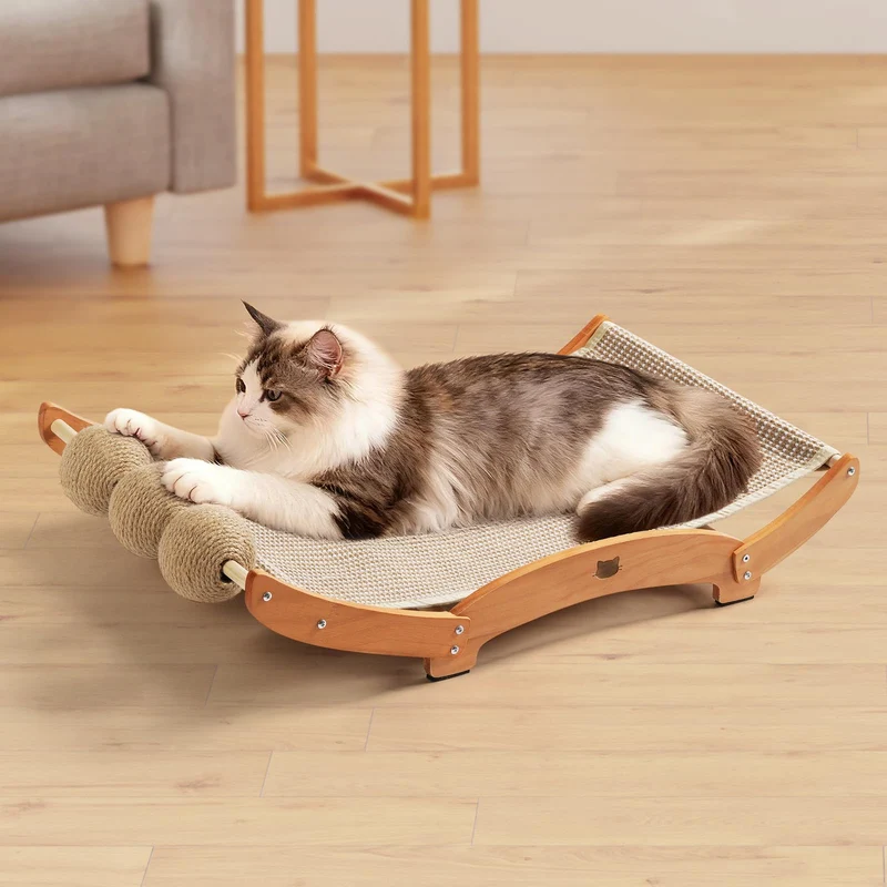 Casremee Panier Sisal Extra-Large pour Chats — Lit, Grattoir et Hamac 3-en-1