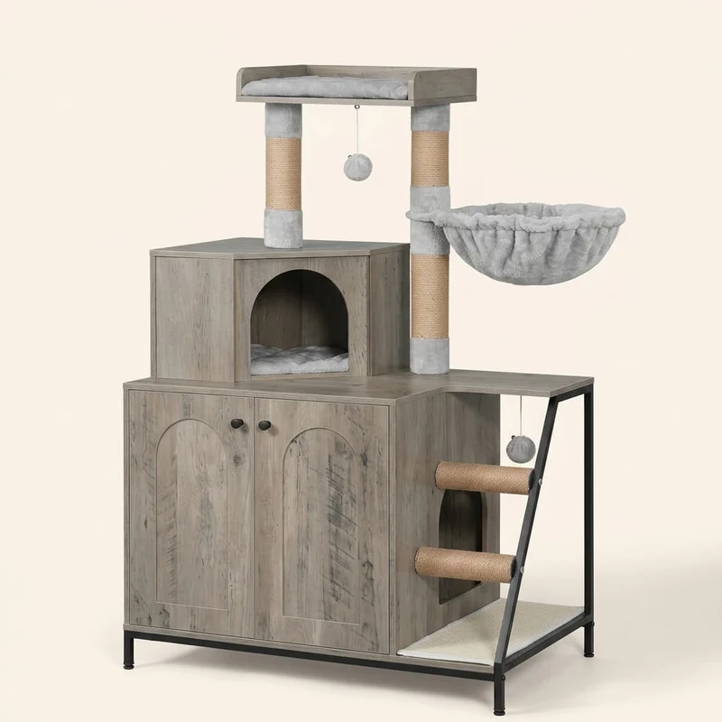 Arbre à chat moderne en bois — Sabi