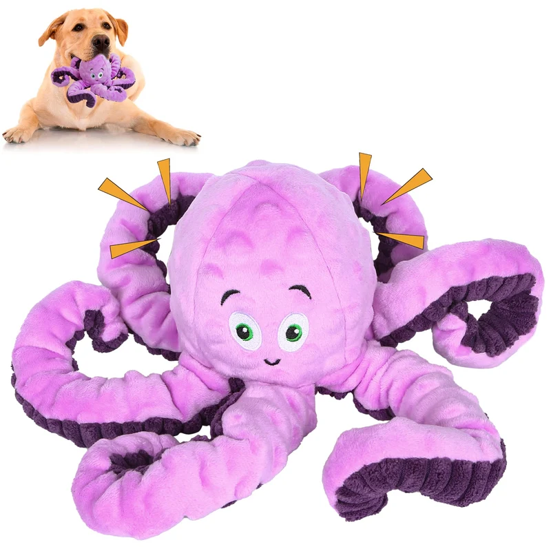 Bttfere Pieuvre Siffleuse – Jouets Peluche Interactifs pour Chiens Grands et Petits