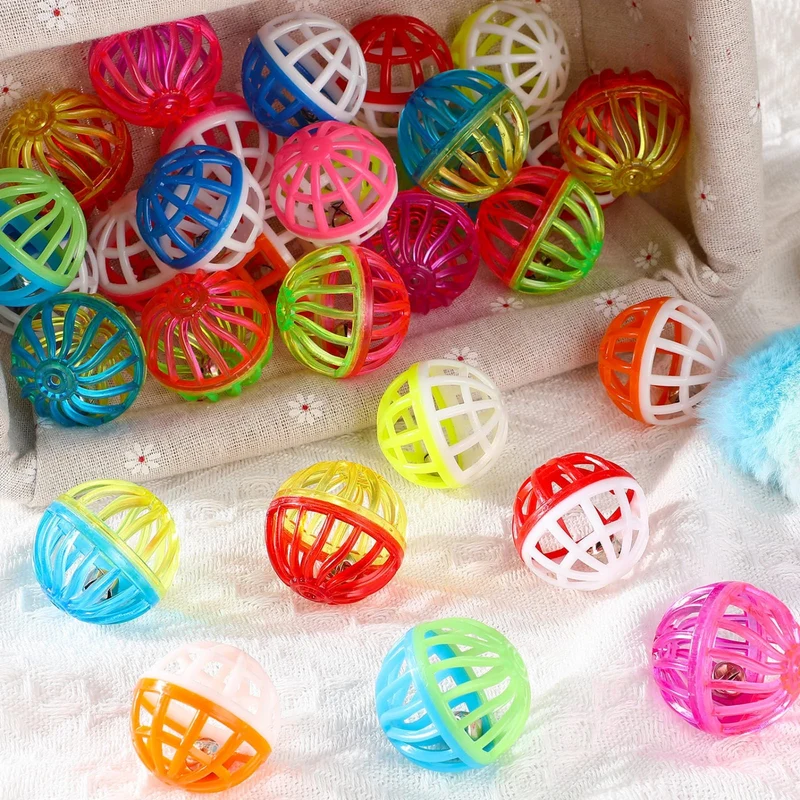 Silkfly — 30 Balles-Cloche pour Chat, Jouets Interactifs en Plastique Treillis, Couleurs Variées