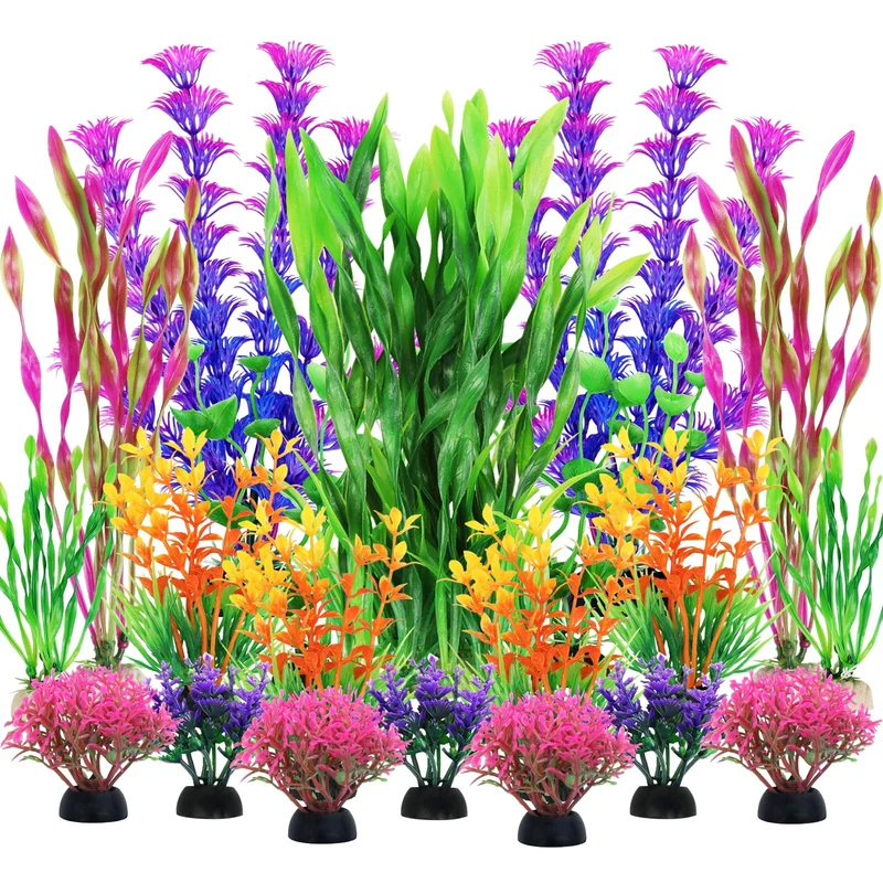 QUOZUO Plantes d'Aquarium – Ensemble de 20 Décorations Plastiques