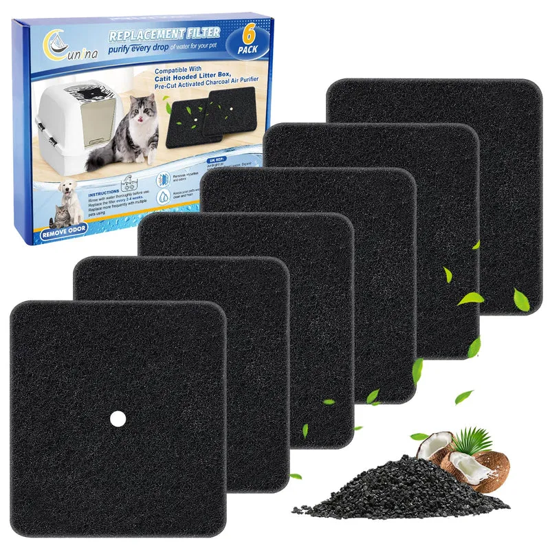Cunina – 6 Filtres Charbon Actif pour Catit Hooded Litière
