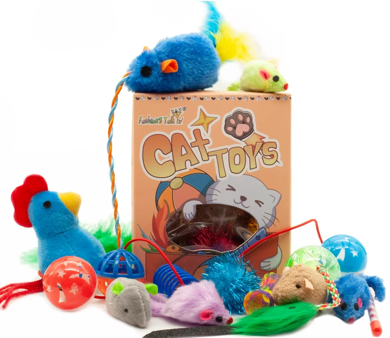 Fashion's Talk – Pack Variété de Jouets pour Chats (20 pièces) – Souris, Balles et Peluches