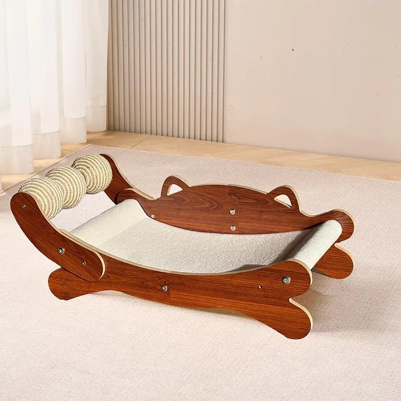 FUNACAY Tapis-Griffes Chat 3-en-1 avec Hamac - Grand Modèle Caramel