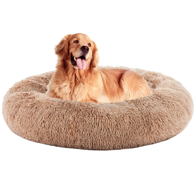 DUMOS Lit Chien Donut Rond 37,4x37,4 po – Couchage Doux et Anti-Dérapant