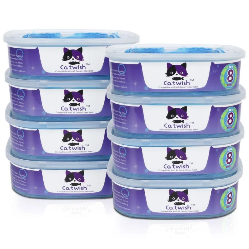 Recharges de litière pour chat Creatwo – Lot de 8, contrôle renforcé des odeurs – compatibles Genie Cat Standard/Plus/XL