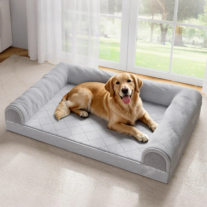 Simple Trending Lit Orthopédique pour Chien – Grand Modèle, Canapé pour Chiens avec Housse Lavable et Imperméable, Mousse en Alvéoles Gris