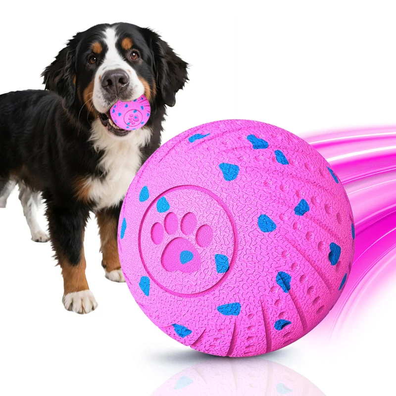 Affiuya Balle Interactive pour Chien – Auto-Rebond, Vibration et Saut | Design Duraspin, Rechargeable (Rose)