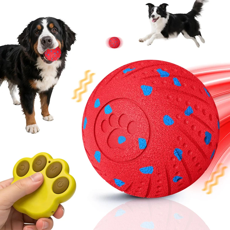 Affiuya Balle Intelligente Télécommandée pour Chien – Action Interactive, Durable et Rechargeable (Rouge)