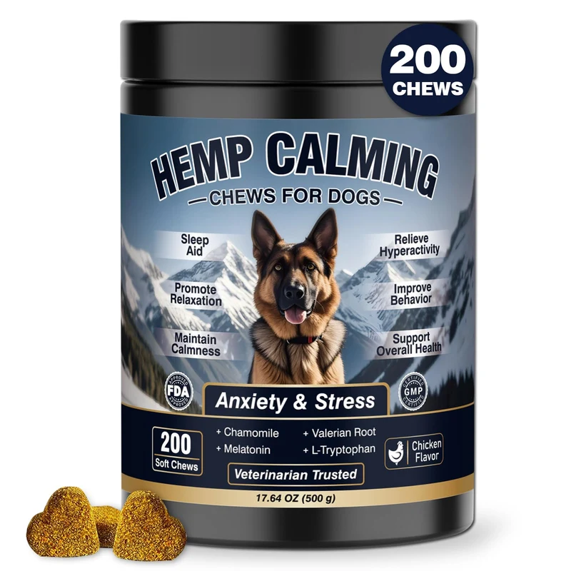 WEYILL Bouchées Apaisantes pour Chiens 200ct – Calme, Sommeil et Sérénité Naturelle