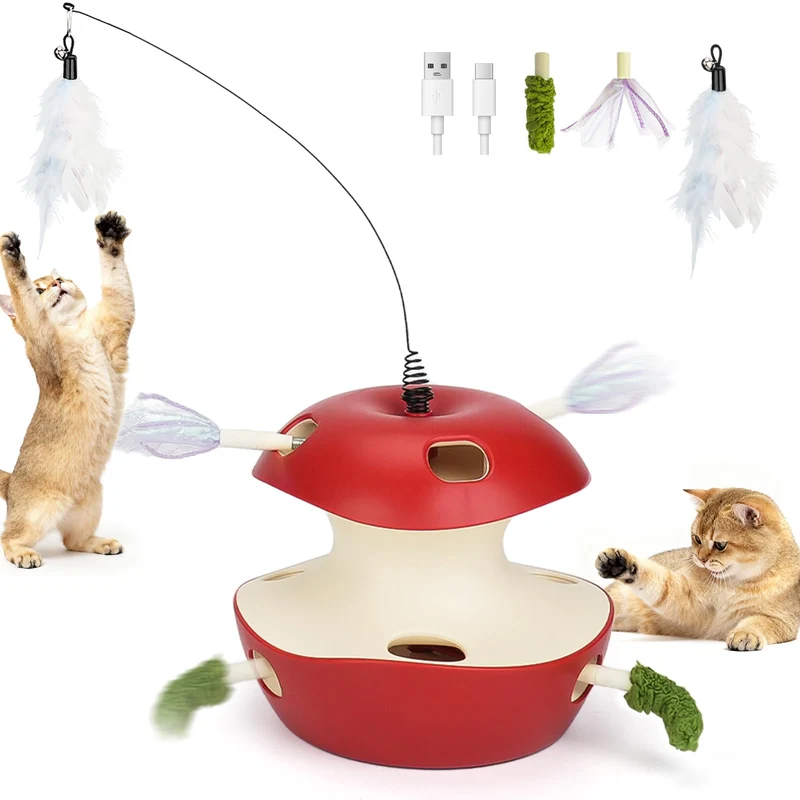 Joytale Jouet Interactif pour Chats — 10 Trous, Mouvement Électrique, Plume Teaser, USB-C