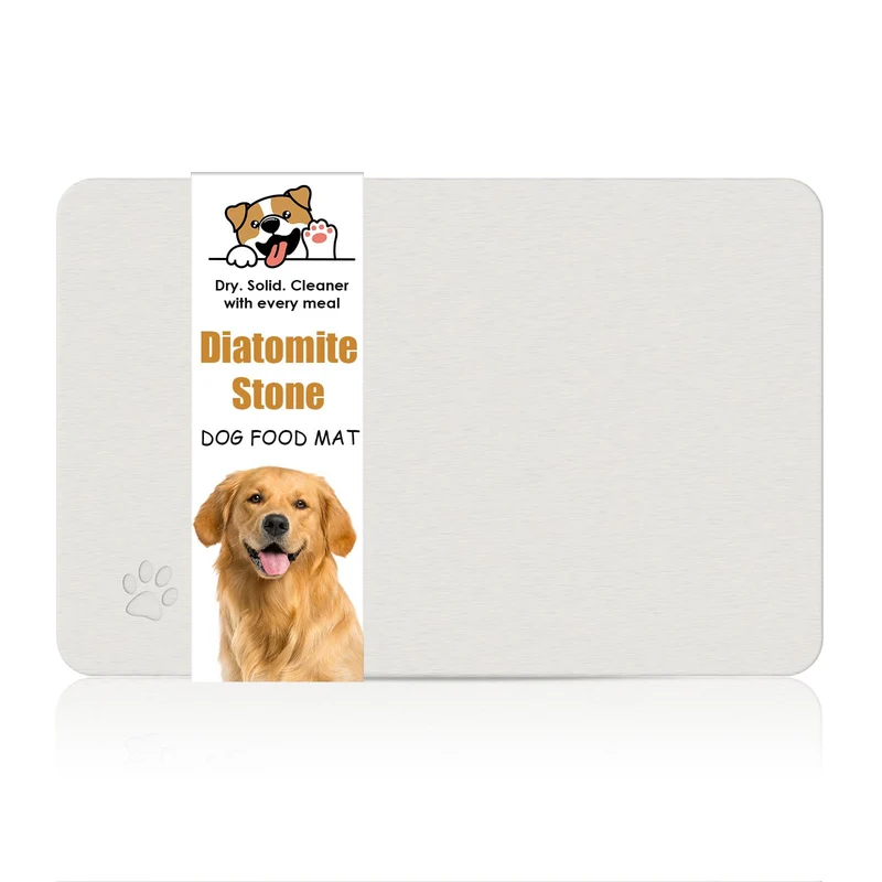 Navkony Tapis en pierre diatomitique pour animaux – absorption élevée, séchage rapide, anti-dérapant, 24×16 pouces, blanc cassé, forme carrée