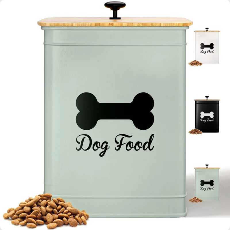 HB Design Co Conteneur Nourriture Chien Étanche 5-7 lb — Couvercle Bambou & Poignée Métal