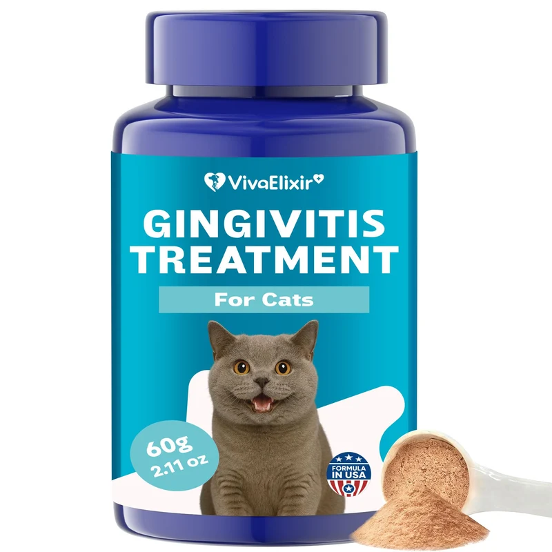 VivaElixir Cat Dental Care – Poudre Gingivite 2.11 oz | Haleine fraîche, dents et gencives saines