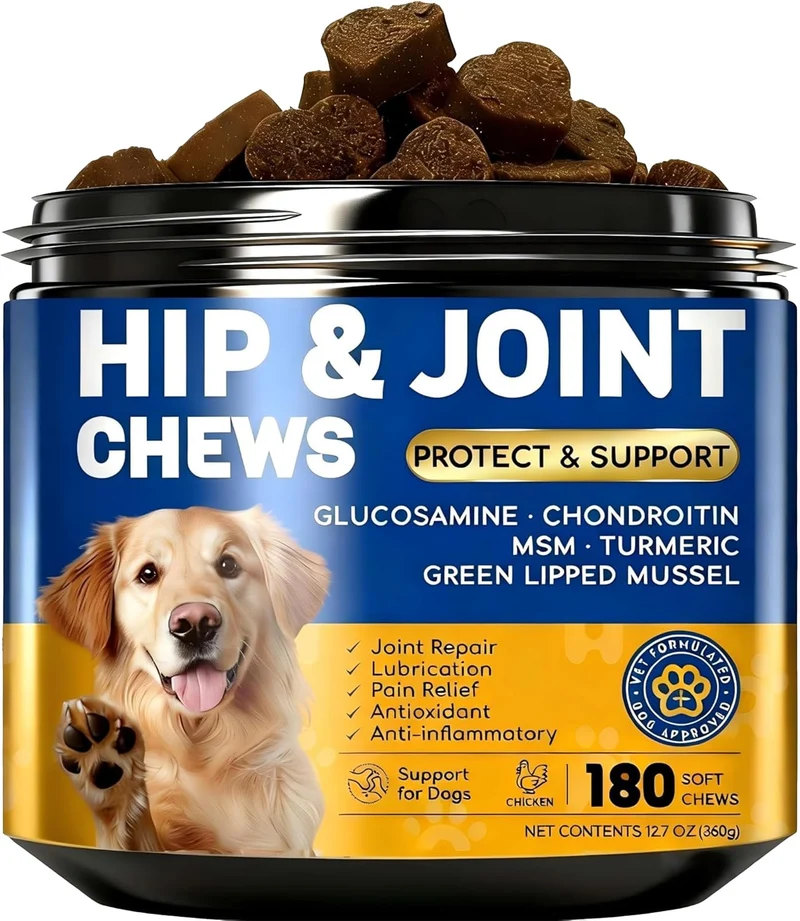 FURRY ARMOR Glucosamine pour chiens – 180 bouchées pour le soutien des articulations et de la mobilité