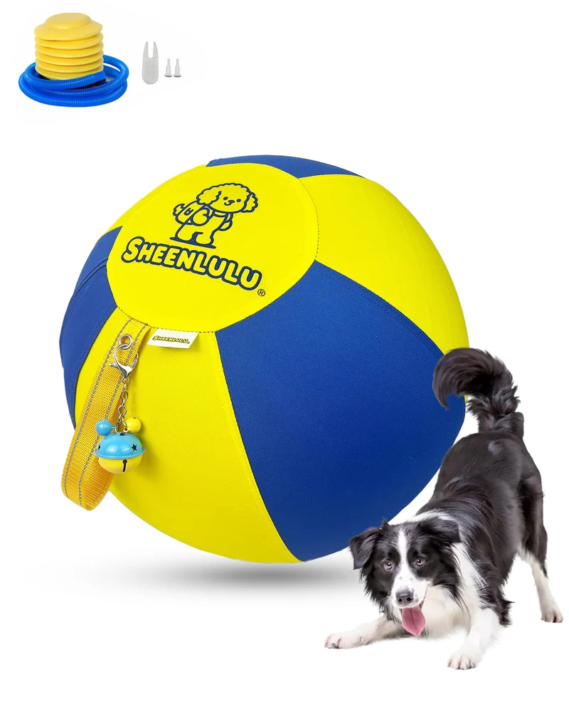 SHEENLULU Ball d'entraînement pour chiens – 18 pouces, avec poignée et cloche