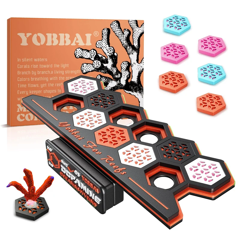 YOBBAI Support Frag Magnétique pour Réservoir Récif – 11 Emplacements + 13 Bases Frag, Montage Verre Puissant