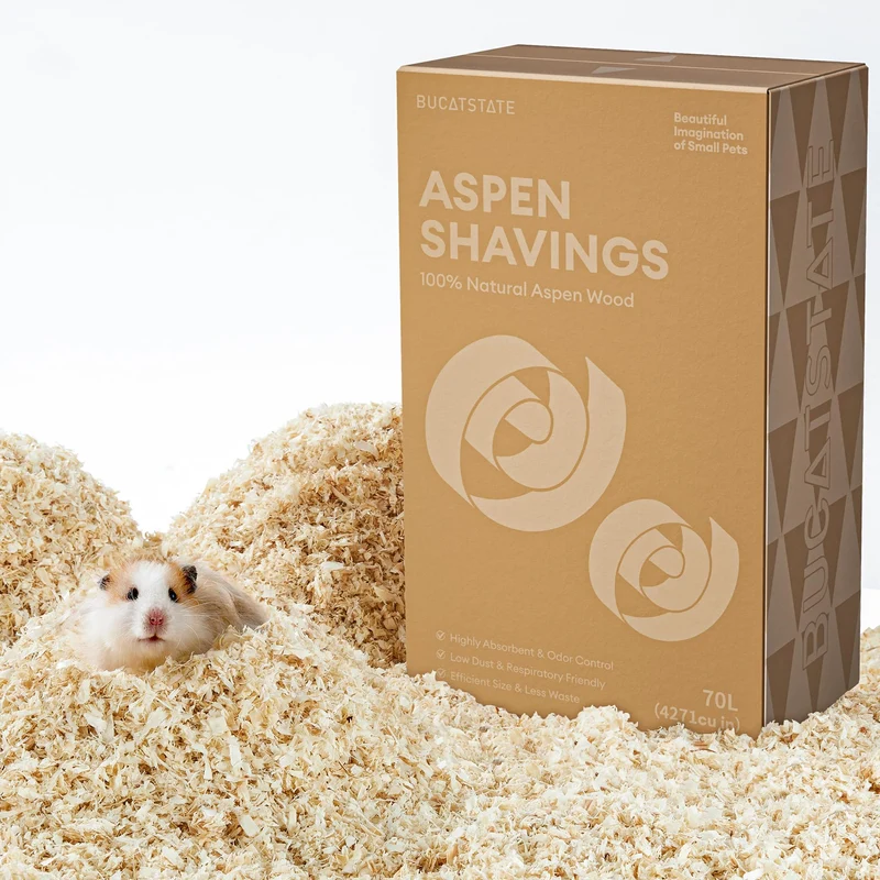 BUCATSTATE 70L Aspen Litière pour Petits Animaux – Poussière Faible, Contrôle des Odeurs, 100% Aspen
