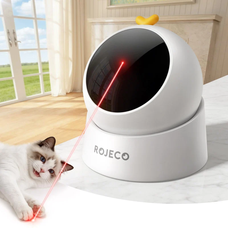 ROJECO Auto Laser Chat — Jouet Laser Interactif pour Chats d'Intérieur, 3 Vitesses, Base Magnétique, Rechargeable