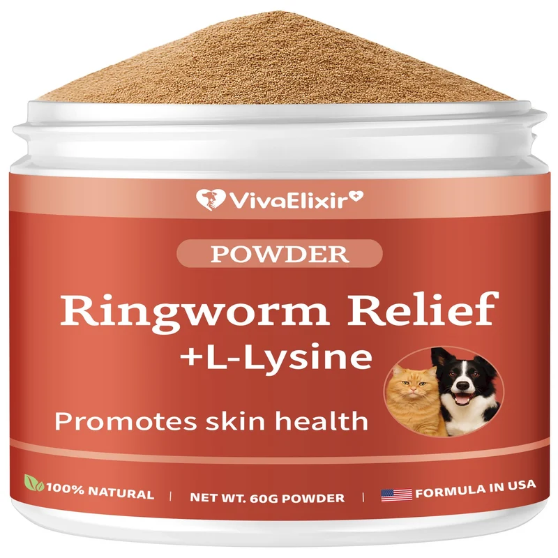 Poudre de soutien contre la teigne pour chats et chiens – VivaElixir – Soulagement potentiel et soutien immunitaire – 60 g