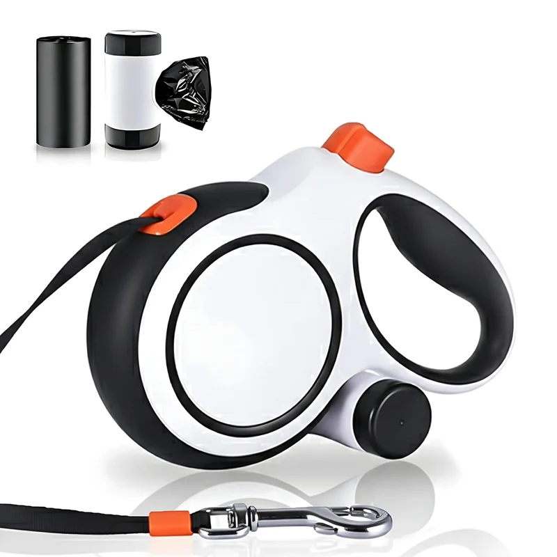 LULUPET Laisse Rétractable 26ft avec Distributeur et Sacs — 360° sans Enchevêtrement, jusqu’à 50 kg