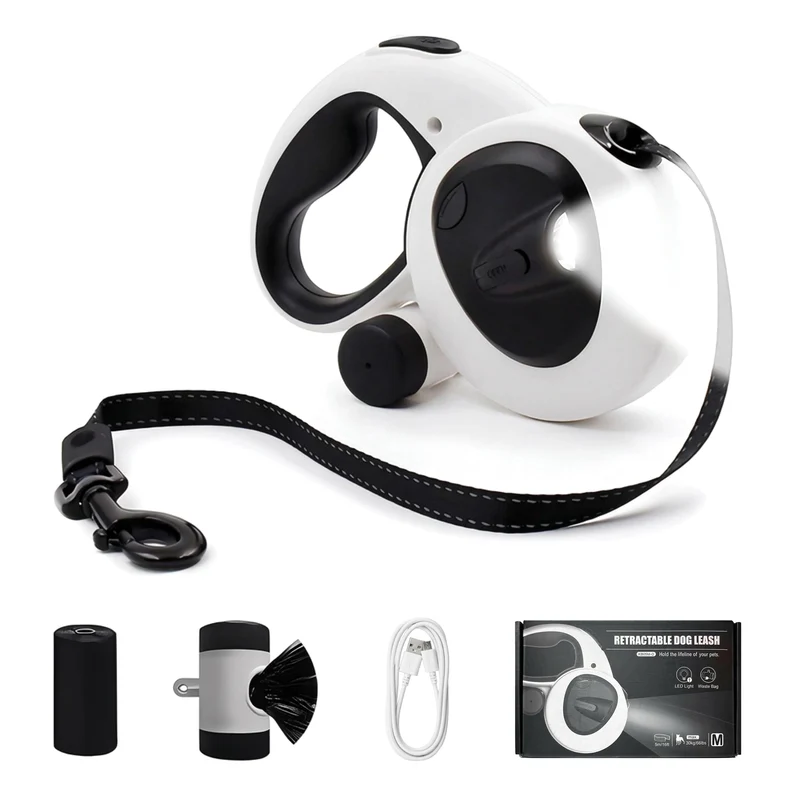 LULUPET Laisse Rétractable 16 Ft avec LED | Pour Chiens jusqu'à 66 lb | Sans Enchevêtrements