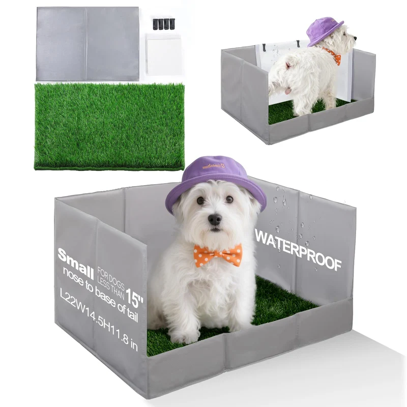 HQ4US 4LEGS Tapis Herbe Artificielle pour Chien – Bac Pliable, Litière Étanche et Portable