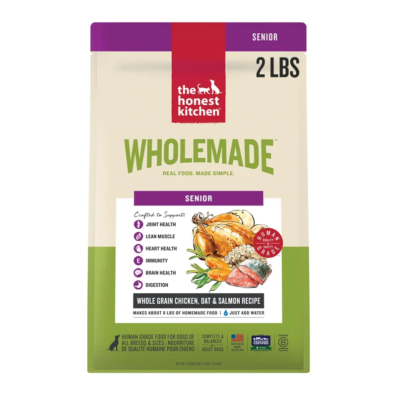 The Honest Kitchen Wholemade Senior – Nourriture déshydratée pour chien âgé, 2 lb (équiv. 8 lb), qualité humaine