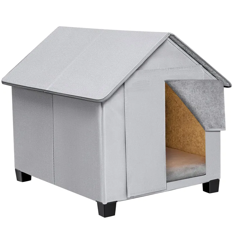 SHINEBBYS — Maison Chien Extérieure Élevée et Pliable avec Matelas Plush Amovible pour Chiens Moyens jusqu’à 23,6 po